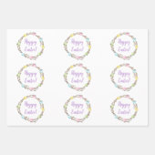 Feuille De Papier Cadeau Happy Easter Willow Wreath With Pastel Eggs (Devant 2)