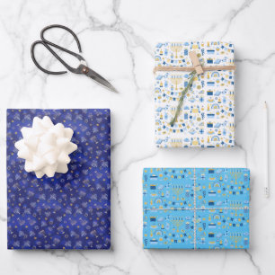 Feuille De Papier Cadeau Happy Hanoukka Wrapping Paper 3 Pack