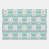 Feuille De Papier Cadeau Happy Hippo Stripes Anniversaire Nom (Devant 2)