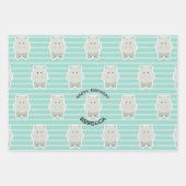 Feuille De Papier Cadeau Happy Hippo Stripes Anniversaire Nom (Devant)
