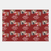 Feuille De Papier Cadeau Happy Holidays 2 Photo Collage Snowflakes (Devant 3)