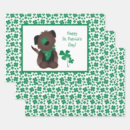 Feuille De Papier Cadeau Happy Jour de la Saint Patrick Chien quatre feuill (Lot)