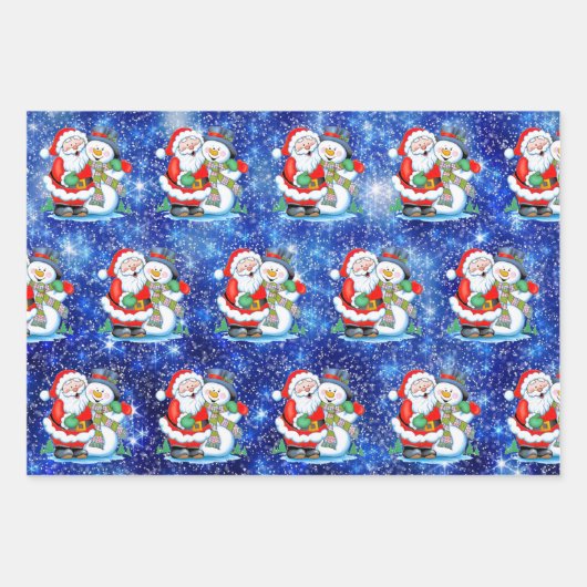 Feuille De Papier Cadeau Happy Père Noël Snowman 3 Snow Coordination (Devant)