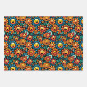 Feuille De Papier Cadeau Happy Sunflowers Vector : Black Arrière - plan Des (Devant 3)