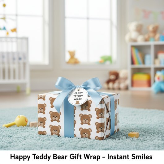 Feuille De Papier Cadeau Happy Teddy Bear Cadeau - Sourires instantanés