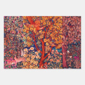 Feuille De Papier Cadeau Hares d'ANIMAUX FORESTIERS, Pheasant Rouge Vert Fl (Devant 2)