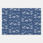 Feuille De Papier Cadeau Hares lapins lapins Motif Bleu Blanc (Devant 3)