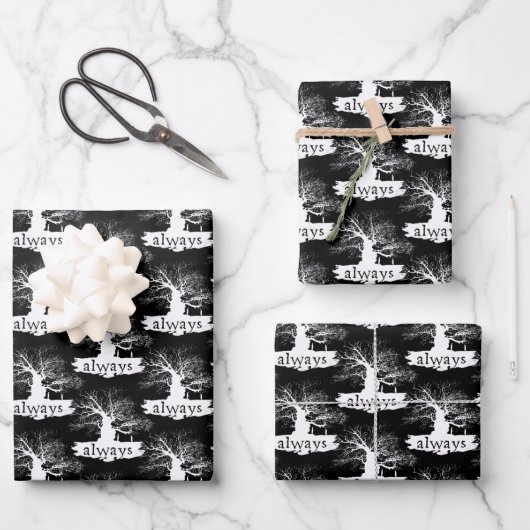 Feuille De Papier Cadeau Harry Potter | Always Quote Silhouette (Recto)