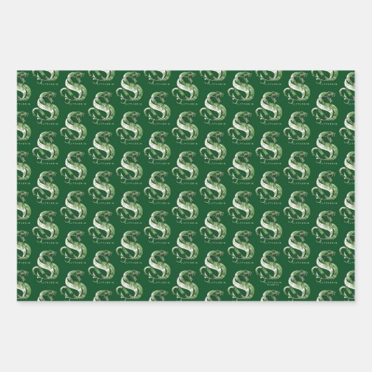Feuille De Papier Cadeau Harry Potter | Aquarelle SLYTHERIN™ (Devant 3)