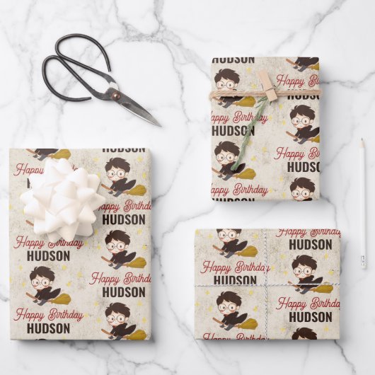 Feuille De Papier Cadeau HARRY POTTER™ Caractère Arc magique Anniversaire (Recto)