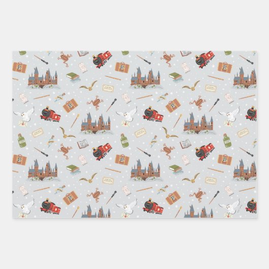 Feuille De Papier Cadeau Harry Potter Cartoon Hogwarts Pattern (Devant)