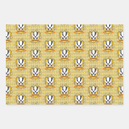 Feuille De Papier Cadeau Harry Potter | Charme HUFFLEPUFF™ Crest (Devant 2)
