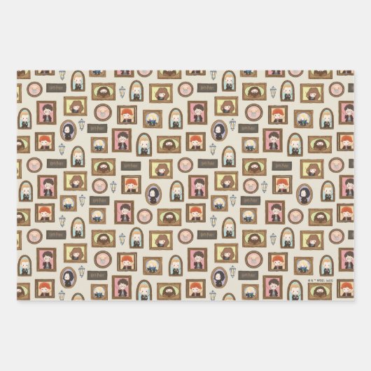 Feuille De Papier Cadeau HARRY POTTER™ Chibi Image Frame Motif (Devant)