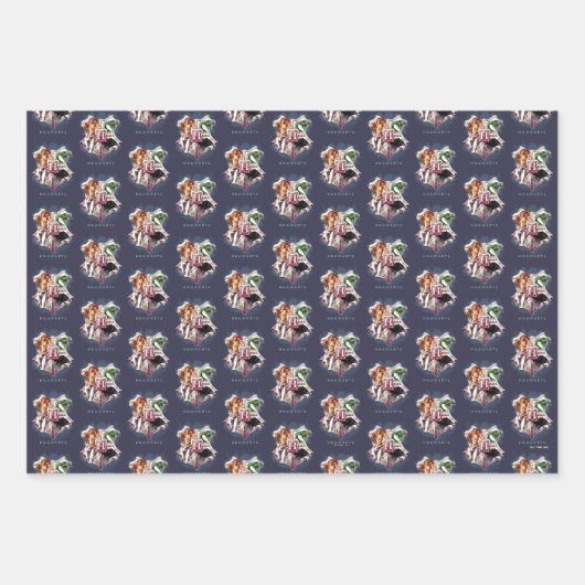 Feuille De Papier Cadeau Harry Potter | HOGWARTS™ Crest Aquarelle (Devant)