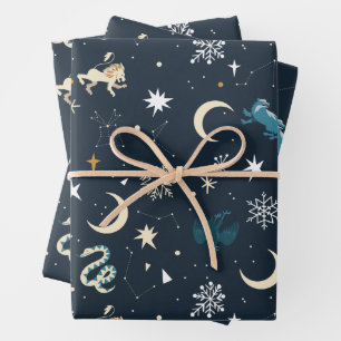 Feuille De Papier Cadeau Harry Potter Motif de constellation d'hiver