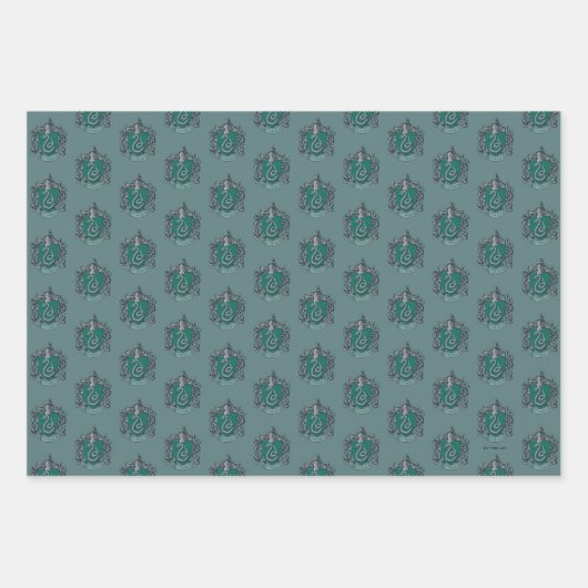Feuille De Papier Cadeau Harry Potter | Slytherin Crest Green (Devant 2)