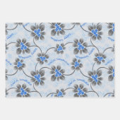Feuille De Papier Cadeau Hawaï Holly Hanoukka Blue Floral Trio (Devant 2)