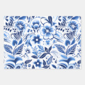 Feuille De Papier Cadeau hawaïen de fleurs bleues (Devant 3)