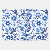 Feuille De Papier Cadeau hawaïen de fleurs bleues (Devant 2)