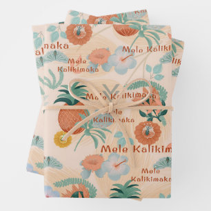 Feuille De Papier Cadeau Hawaiian Breeze Mele Kalikimaka enveloppement cade