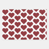 Feuille De Papier Cadeau Heart Shaped Plaid Red Black Buffalo (Devant 3)
