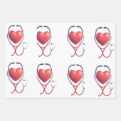 Feuille De Papier Cadeau Heart & Stethoscope Wrapping Paper | Healthcare Gi (Devant 3)