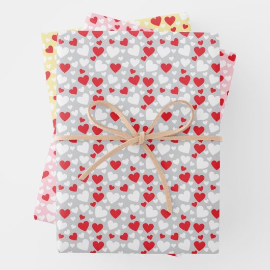 Feuille De Papier Cadeau Hearts Pattern custom backgrounds Wrapping Paper (En situation)