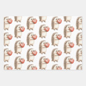 Feuille De Papier Cadeau Hedgehog Apple Coeur Anniversaire (Devant)