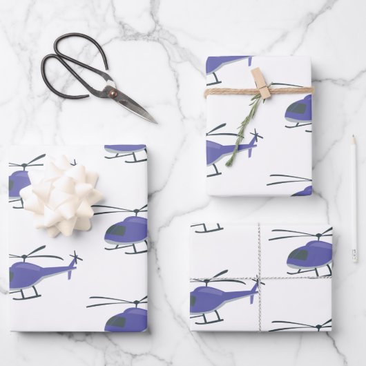 Feuille De Papier Cadeau Hélicoptère volant mignon (Recto)