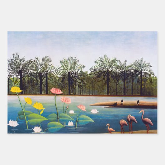 Feuille De Papier Cadeau Henri Rousseau - Les Flamants roses (Devant)