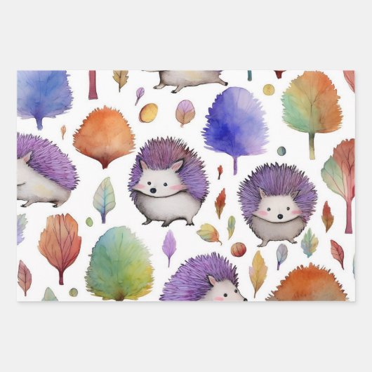 Feuille De Papier Cadeau Hérisson (Devant 2)