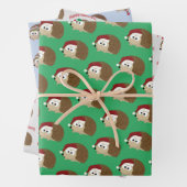 Feuille De Papier Cadeau Hérisson de Noël (En situation)