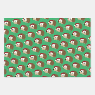 Feuille De Papier Cadeau Hérisson de Noël