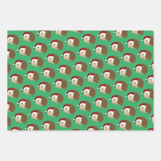 Feuille De Papier Cadeau Hérisson de Noël (Devant)