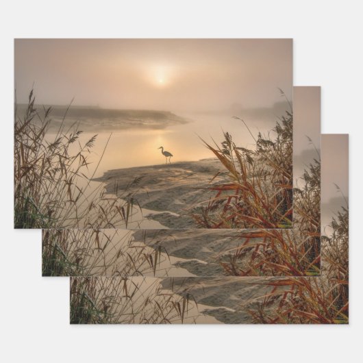 Feuille De Papier Cadeau Heron Heaven - Paysage sur le lac (Lot)