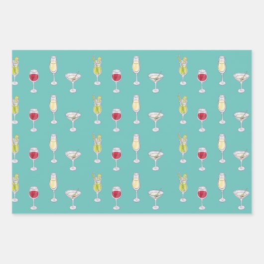 Feuille De Papier Cadeau Heure du cocktail (Devant)