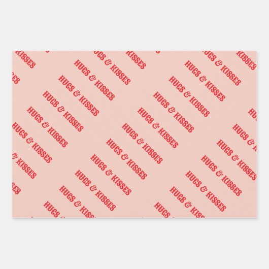 Feuille De Papier Cadeau Heureuse Sainte-Valentin Hugs & Kisses Aimer Perso (Devant)