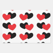 Feuille De Papier Cadeau Heureuse Sainte-Valentin Red Black Hearts (Devant)