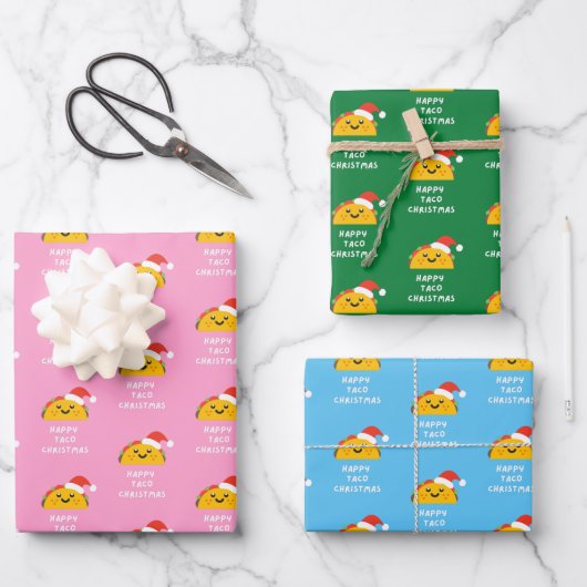 FEUILLE DE PAPIER CADEAU HEUREUX TACO NOËL (Recto)