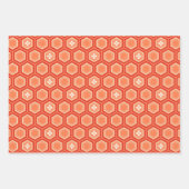 Feuille De Papier Cadeau Hexagonal Kimono Impression, rose, bleu, orange (Devant 3)
