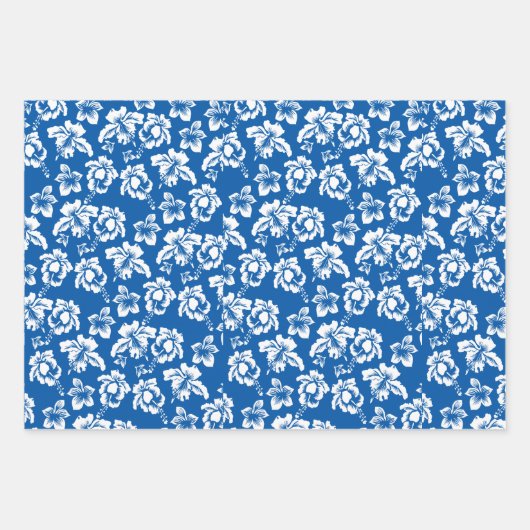 Feuille De Papier Cadeau Hibiscus bleu d'Hawaï (Devant)