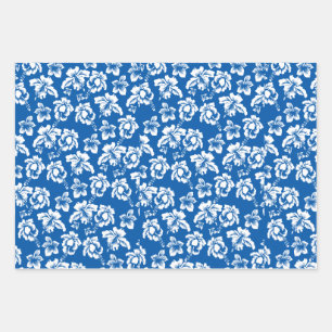 Feuille De Papier Cadeau Hibiscus bleu hawaïen Flowe