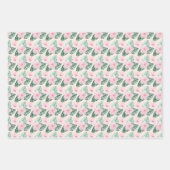 Feuille De Papier Cadeau Hibiscus hawaïen fleurs sur rose (Devant 3)