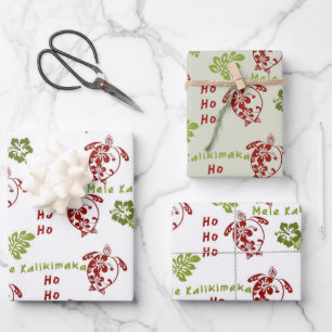 Feuille De Papier Cadeau Hibiscus Honu Mele Kalikimaka Enveloppement Cadeau