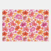 Feuille De Papier Cadeau hibiscus tropical - rose et orange (Devant 3)