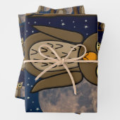 Feuille De Papier Cadeau hibou (En situation)