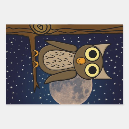 Feuille De Papier Cadeau hibou (Devant)