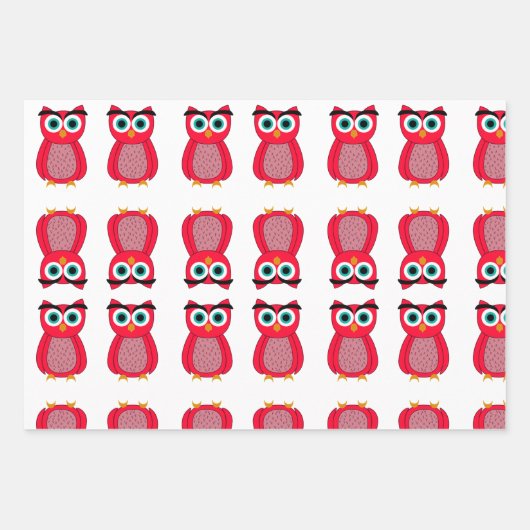 Feuille De Papier Cadeau Hibou (Devant)