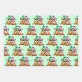 Feuille De Papier Cadeau Hibou à thème Anniversaire et Noël (Devant 3)