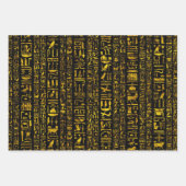 Feuille De Papier Cadeau Hiéroglyphes égyptiens anciens or noir découpage n (Devant 3)